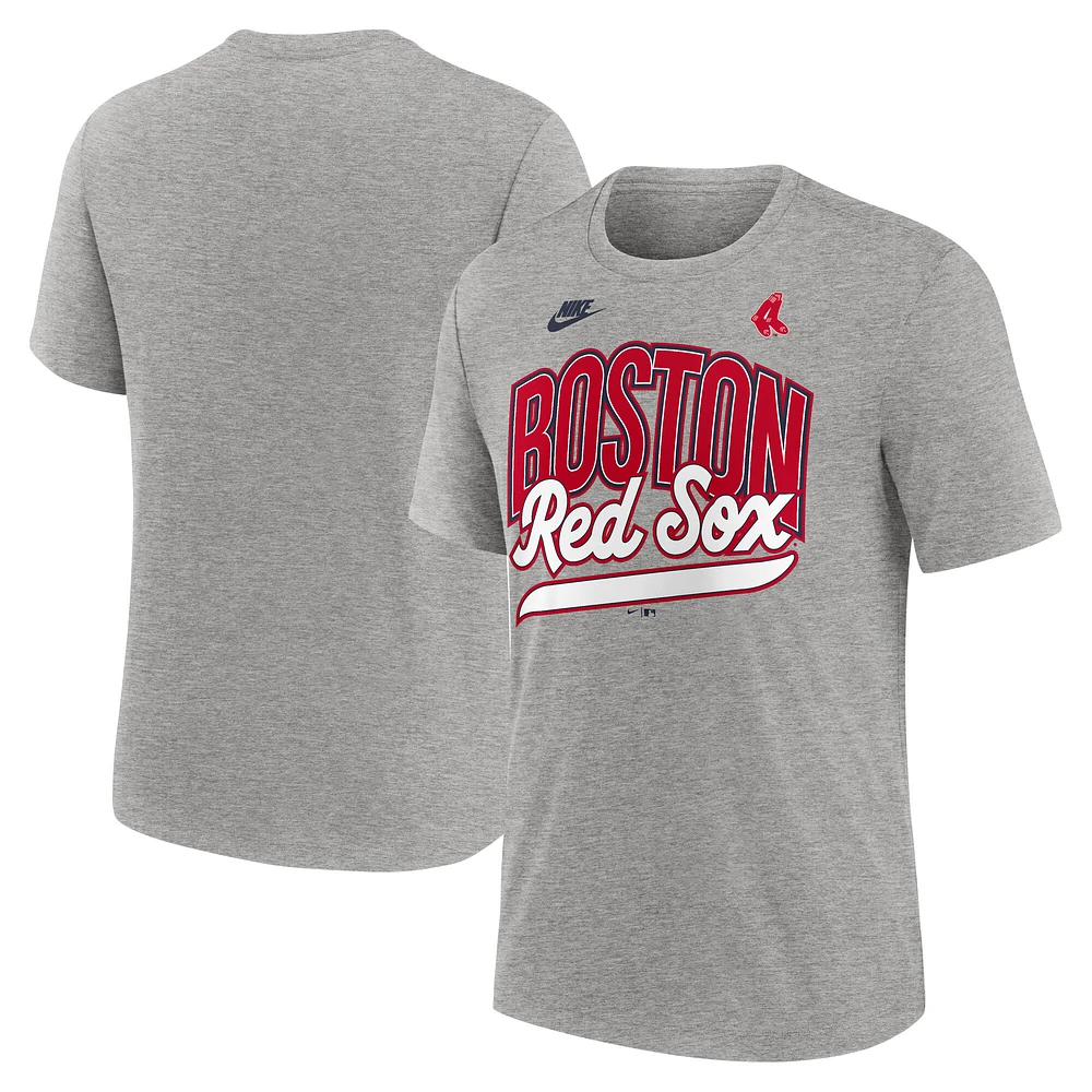 T-shirt Nike gris chiné rétro tri-blend pour homme, collection Cooperstown, Boston Red Sox