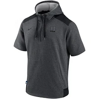Men's Nike Heathered Charcoal/Black Boston Red Sox Authentic Collection Dry Flux Performance Quarter-Zip Short Sleeve Hoodie