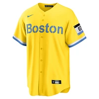 Men's Nike Rafael Devers Gold/Light Blue Boston Red Sox City Connect Replica Player Jersey