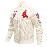 Men's Pro Standard Cream Boston Red Sox Cooperstown Collection Pinstripe Retro Classic Satin Full-Snap Jacket