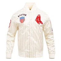 Men's Pro Standard Cream Boston Red Sox Cooperstown Collection Pinstripe Retro Classic Satin Full-Snap Jacket