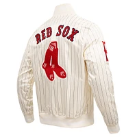 Men's Pro Standard Cream Boston Red Sox Cooperstown Collection Pinstripe Retro Classic Satin Full-Snap Jacket