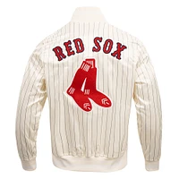 Men's Pro Standard Cream Boston Red Sox Cooperstown Collection Pinstripe Retro Classic Satin Full-Snap Jacket