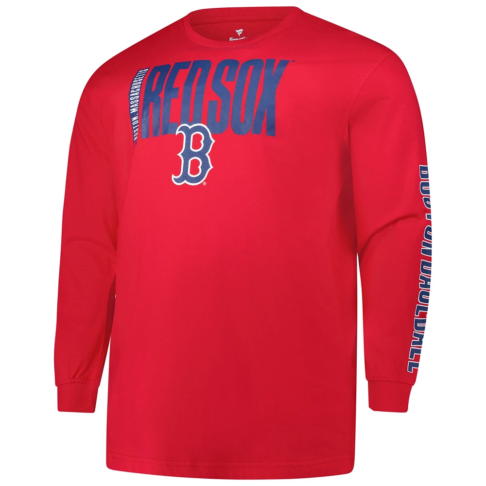 Men's Profile Red Boston Sox Big & Tall Two-Hit Long Sleeve T-Shirt