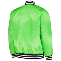 Veste universitaire en satin à bouton-pression pour homme Starter vert fluo Boston Red Sox Cross Bronx Fashion