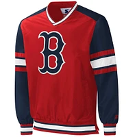 Men's Starter Red Boston Sox Yardline V-Neck Pullover Windbreaker