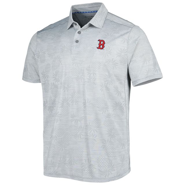 Polo Tommy Bahama gris Boston Red Sox IslandZone Pineapple Palm Coast pour homme