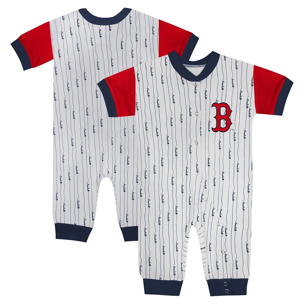 Fanatics pour nouveau-nés et nourrissons - Pull à bouton-pression blanc avec logo des Red Sox de Boston Best Series