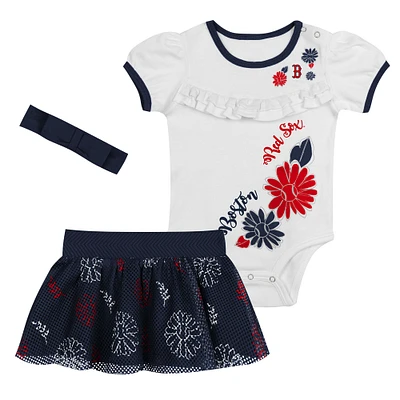Ensemble 3 pièces pour nouveau-né, body, bandeau et jupe Sweet Catcher des Red Sox de Boston blanc/bleu marine