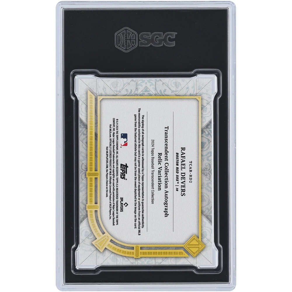 Rafael Devers Boston Red Sox Autographed 2024 Topps Transcendent Blue Autograph Relic #TCAR-RD2 #1/10 SGC Authenticated 10 Card