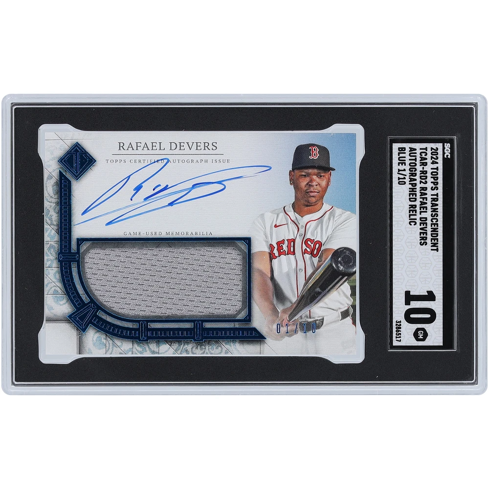 Rafael Devers Boston Red Sox Autographed 2024 Topps Transcendent Blue Autograph Relic #TCAR-RD2 #1/10 SGC Authenticated 10 Card