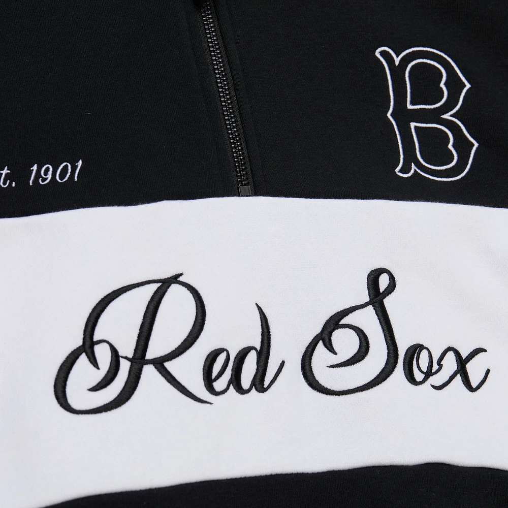 Women's Mitchell & Ness Black Boston Red Sox Quarter-Zip Pullover Top