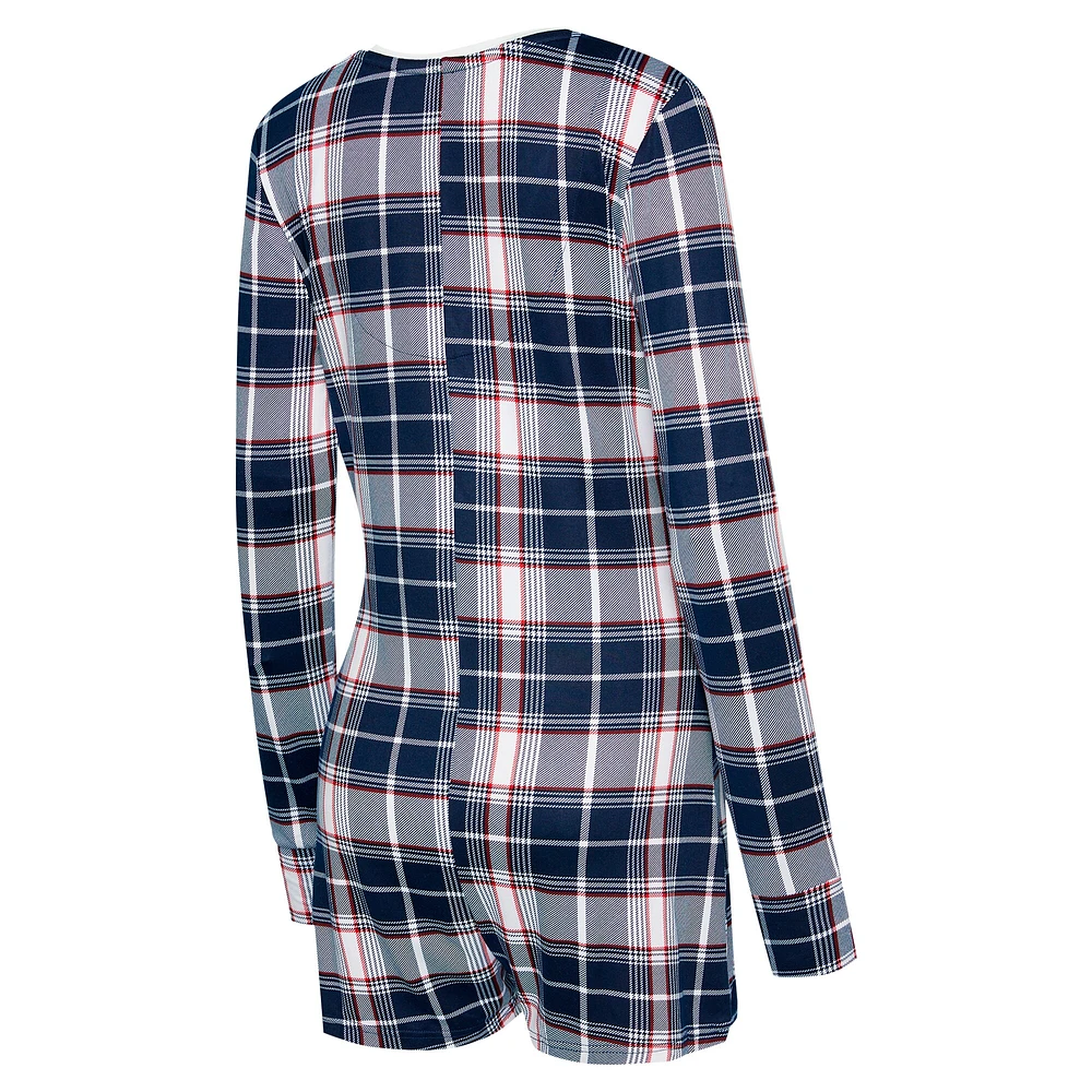 Women's Concepts Sport Navy Boston Red Sox Ashford Plaid V-Neck Knit Romper