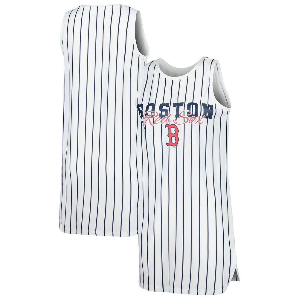 Chemise de nuit sans manches en tricot à fines rayures Concepts Sport pour femme, blanc, Boston Red Sox Reel