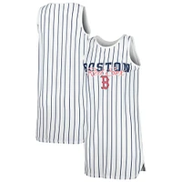 Chemise de nuit sans manches en tricot à fines rayures Concepts Sport pour femme, blanc, Boston Red Sox Reel