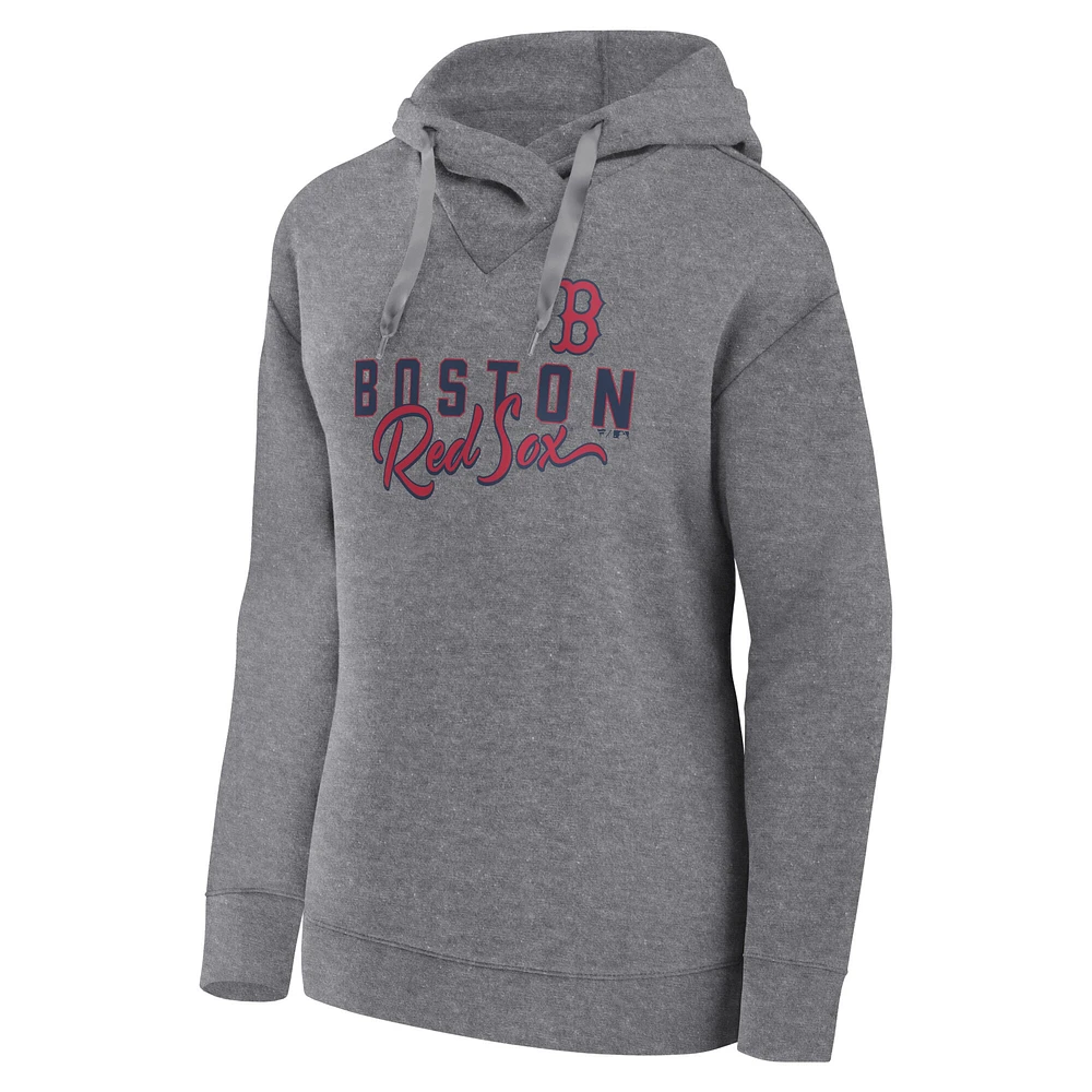 Women's Fanatics Heather Gray Boston Red Sox Script Favorite Lightweight Pullover Hoodie
