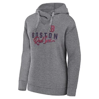 Women's Fanatics Heather Gray Boston Red Sox Script Favorite Lightweight Pullover Hoodie