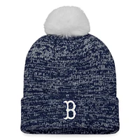 Women's Fanatics Navy/White Boston Red Sox Iconic Cuffed Knit Hat with Pom