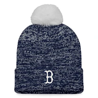 Women's Fanatics Navy/White Boston Red Sox Iconic Cuffed Knit Hat with Pom