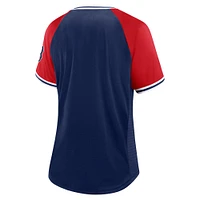 Women's Fanatics Navy Boston Red Sox Glitz & Glam League Diva Raglan V-Neck T-Shirt