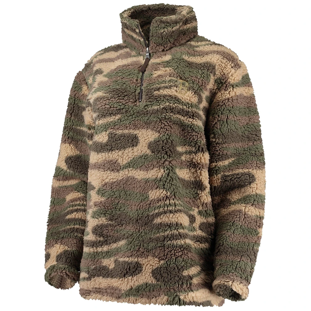 Women's G-III 4Her by Carl Banks Camo Boston Red Sox Sherpa Quarter-Zip Jacket