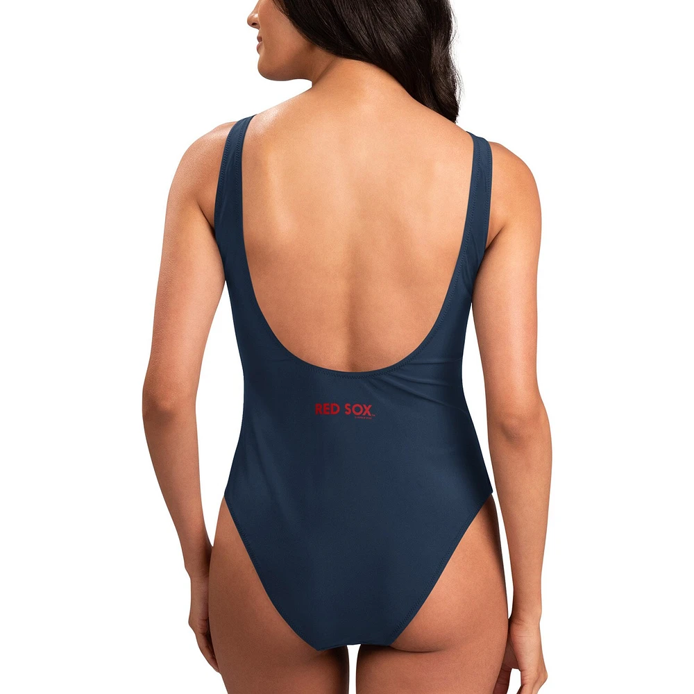 Women's G-III 4Her by Carl Banks Navy Boston Red Sox One-Piece Swimsuit