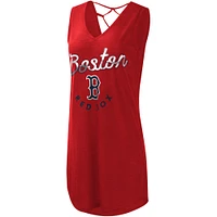 Women's G-III 4Her by Carl Banks Red Boston Sox Game Time Slub Beach V-Neck Cover-Up Dress