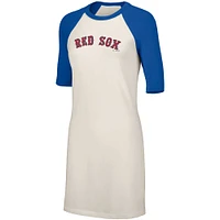 Women's Lusso  White Boston Red Sox Nettie Raglan Half-Sleeve Tri-Blend T-Shirt Dress