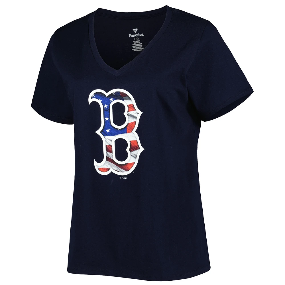 Women's Navy Boston Red Sox Plus Americana V-Neck T-Shirt