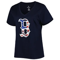 Women's Navy Boston Red Sox Plus Americana V-Neck T-Shirt