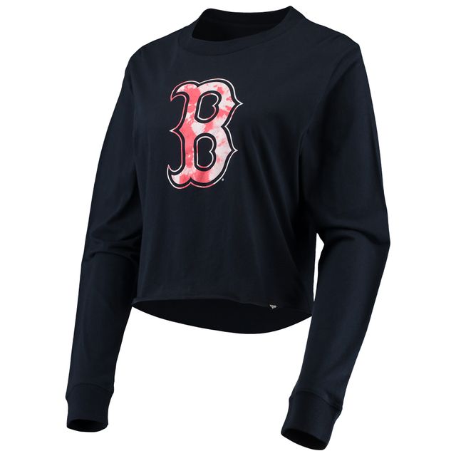 T-shirt court à manches longues en jersey Boston Red Sox pour femme New Era bleu marine