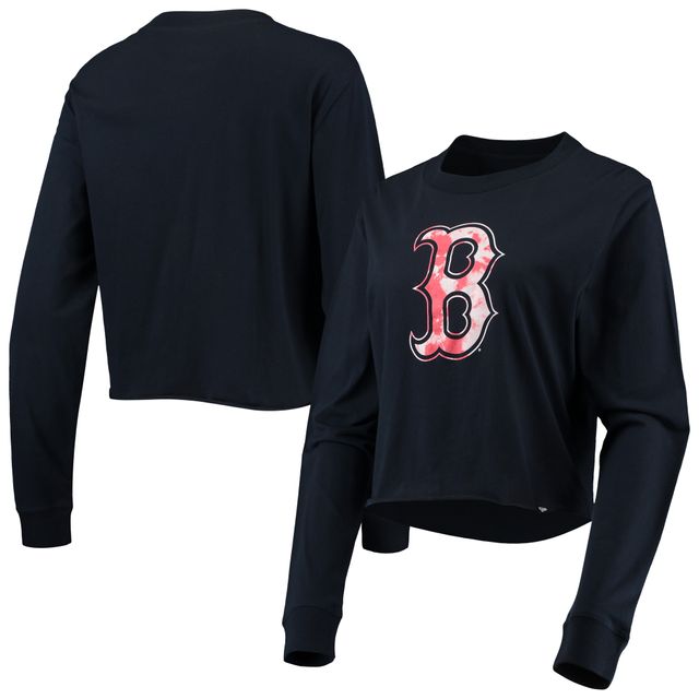 T-shirt court à manches longues en jersey Boston Red Sox pour femme New Era bleu marine
