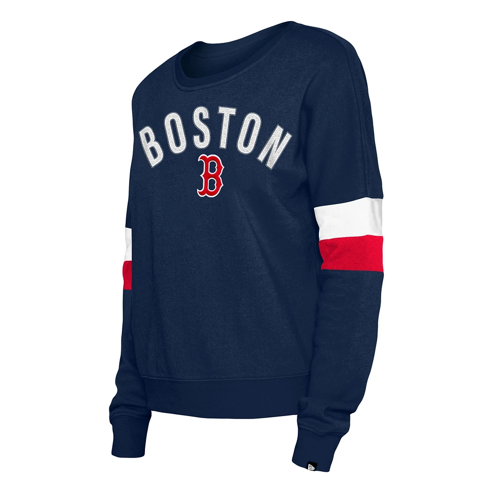 Women's New Era Navy Boston Red Sox Game Day Crew Pullover Sweatshirt