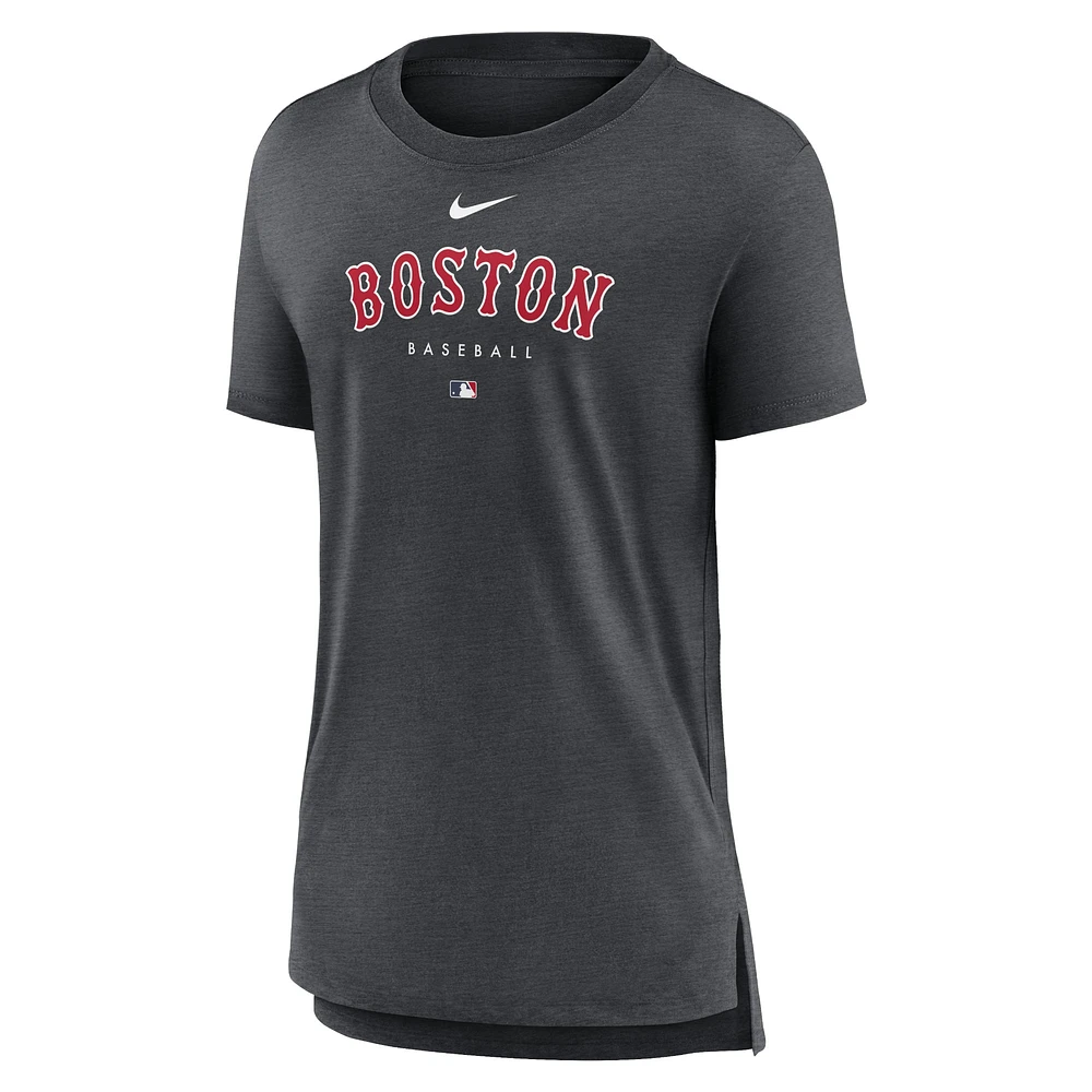 Women's Nike Heather Charcoal Boston Red Sox Authentic Collection Early Work Tri-Blend T-Shirt