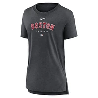 Women's Nike Heather Charcoal Boston Red Sox Authentic Collection Early Work Tri-Blend T-Shirt