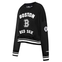 Women's Pro Standard Black Boston Red Sox Pearl Cropped Pullover Sweatshirt