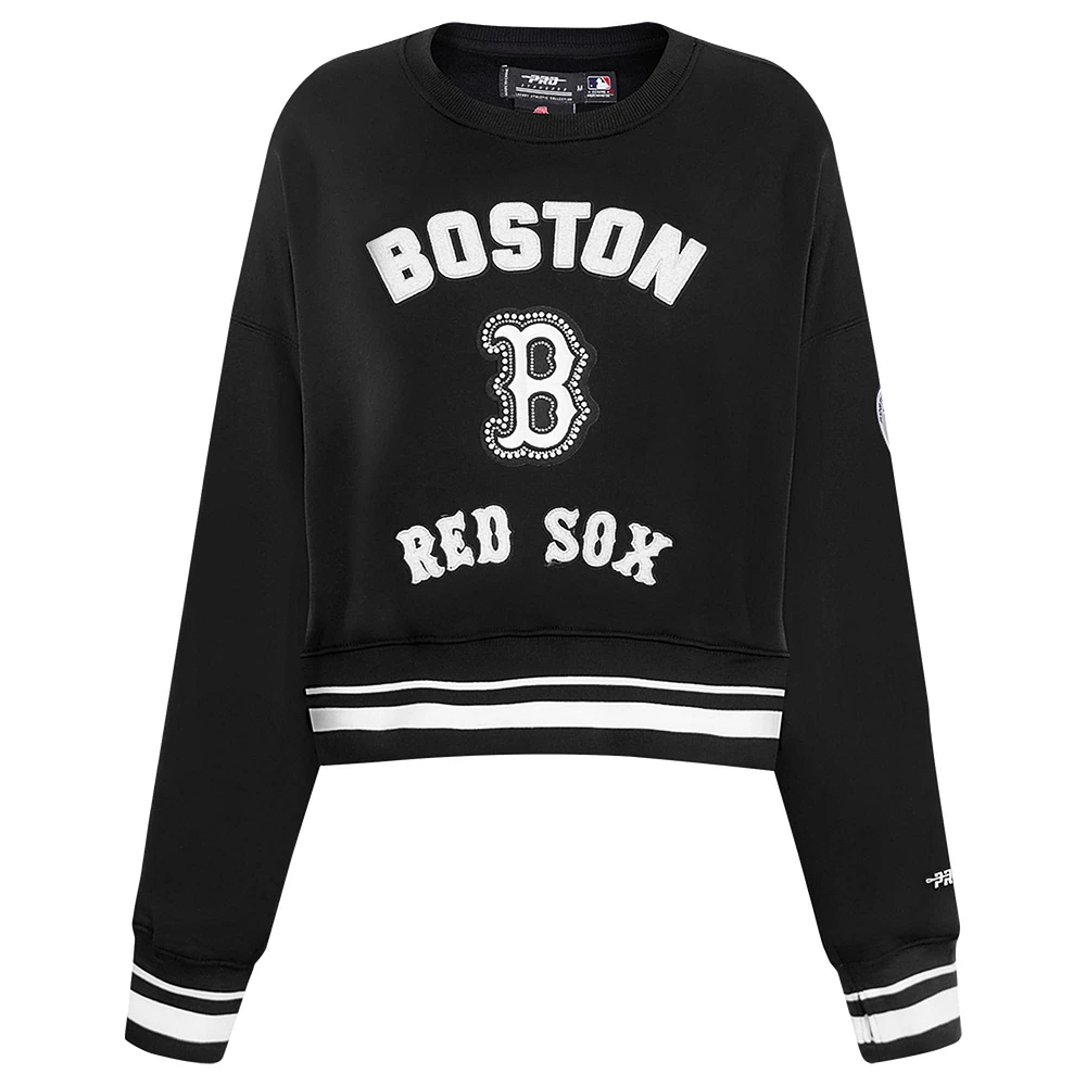 Women's Pro Standard Black Boston Red Sox Pearl Cropped Pullover Sweatshirt