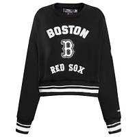 Women's Pro Standard Black Boston Red Sox Pearl Cropped Pullover Sweatshirt