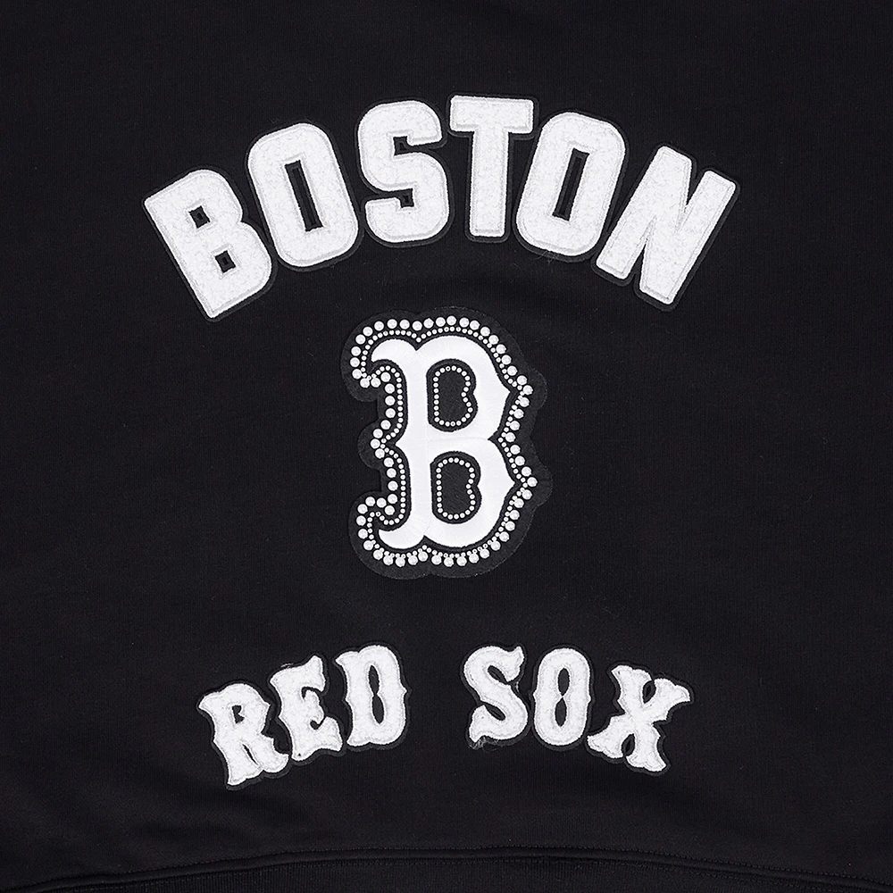 Women's Pro Standard Black Boston Red Sox Pearl Cropped Pullover Sweatshirt