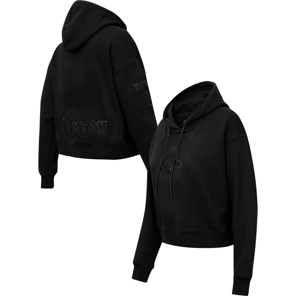 Women's Pro Standard Boston Red Sox Triple Black Cropped Pullover Hoodie