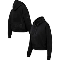 Women's Pro Standard Boston Red Sox Triple Black Cropped Pullover Hoodie
