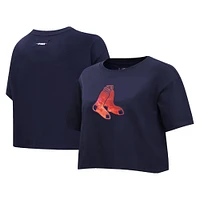 Women's Pro Standard Navy Boston Red Sox Painted Sky Boxy Cropped T-Shirt
