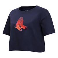 Women's Pro Standard Navy Boston Red Sox Painted Sky Boxy Cropped T-Shirt