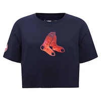 Women's Pro Standard Navy Boston Red Sox Painted Sky Boxy Cropped T-Shirt