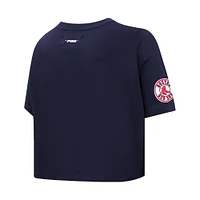Women's Pro Standard Navy Boston Red Sox Painted Sky Boxy Cropped T-Shirt