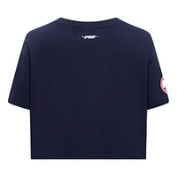 Women's Pro Standard Navy Boston Red Sox Painted Sky Boxy Cropped T-Shirt