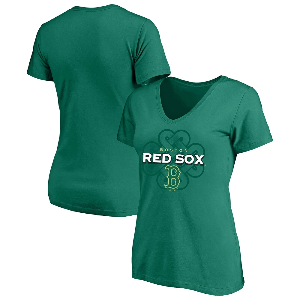 Women's Profile Kelly Green Boston Red Sox Plus Celtic V-Neck T-Shirt