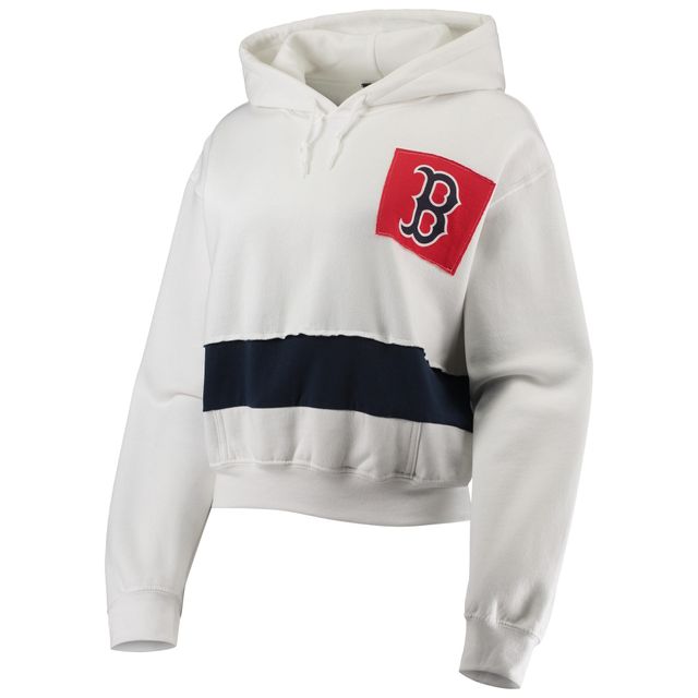 Refried Apparel Sweat à capuche court Boston Red Sox blanc/bleu marine pour femme