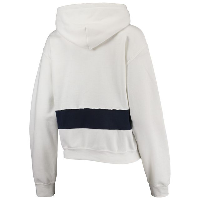 Refried Apparel Sweat à capuche court Boston Red Sox blanc/bleu marine pour femme