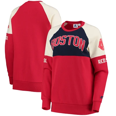 Sweat-shirt Starter rouge/marine pour femmes des Red Sox de Boston Baseline Raglan